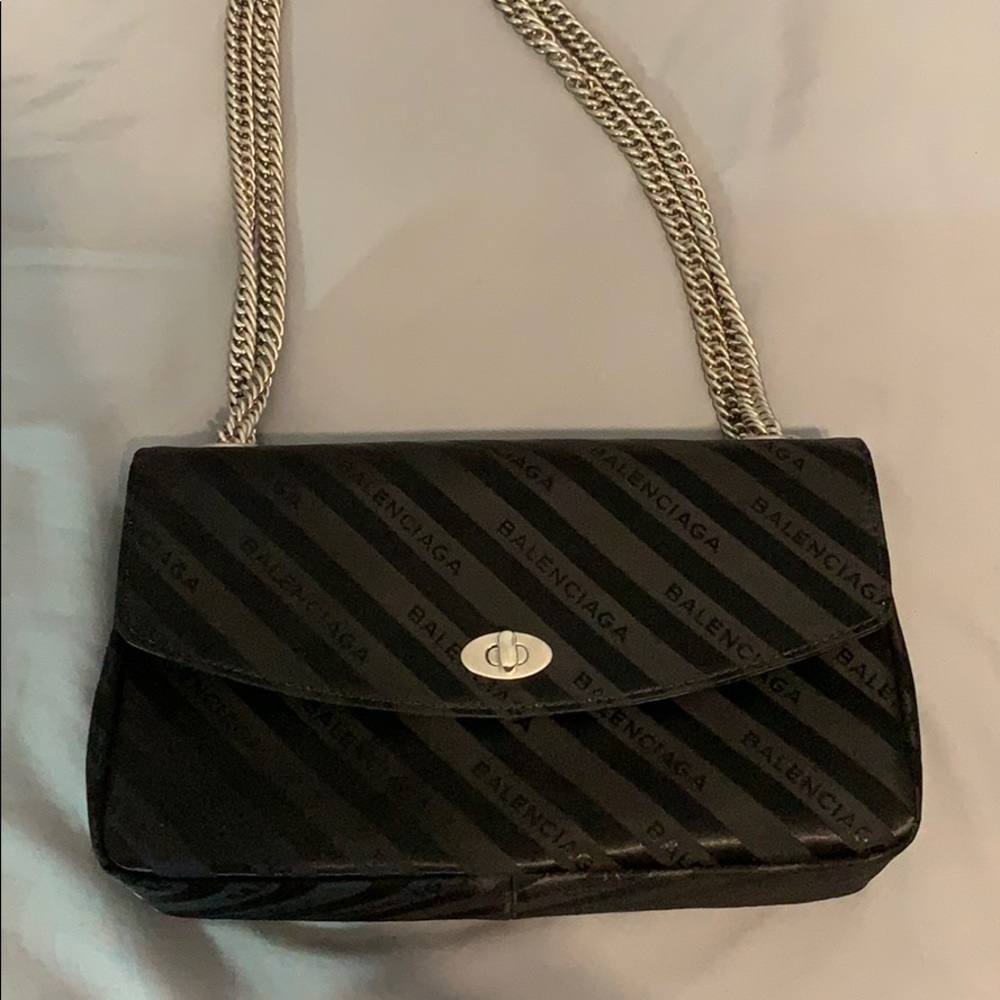 Balenciaga Chain Flap Logo Jaquard Lock Crossbody